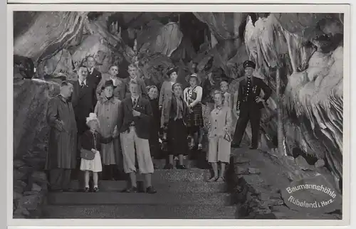 (60961) Foto AK Baumannshöhle Rübeland, Besucher-Gruppenfoto, 1940