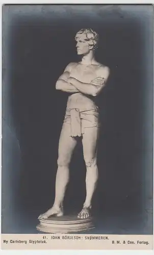 (60715) Foto AK Skulptur von John Börjeson: Svommeren, 1920er