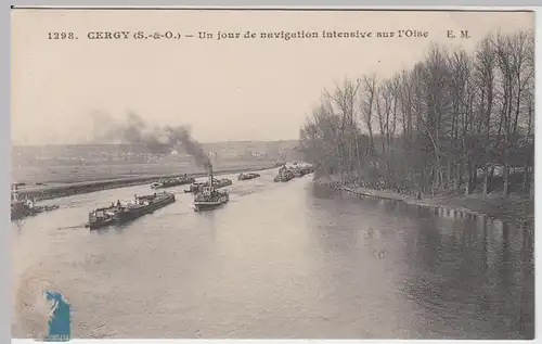 (54994) AK Cergy, Un jour de navigation intensive sur l'Oise 1910er