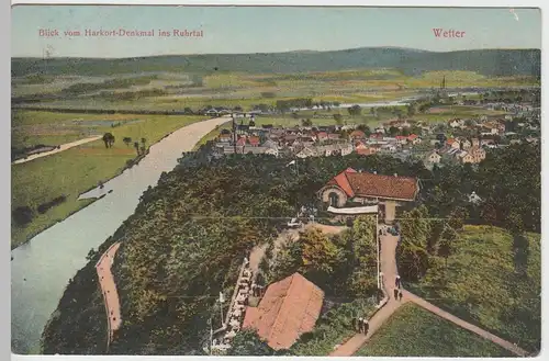 (54941) AK Wetter, Blick v. Harkort-Denkmal ins Ruhrtal 1909