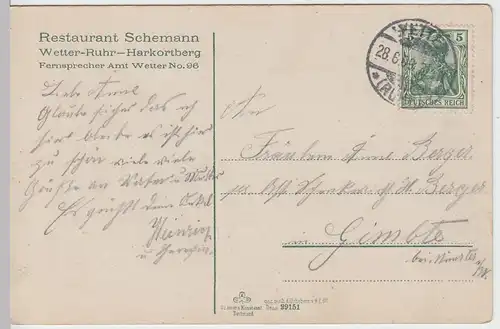 (54941) AK Wetter, Blick v. Harkort-Denkmal ins Ruhrtal 1909