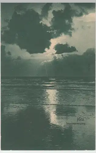 (54846) AK Hel, Hela, Sonnenuntergang um 1910