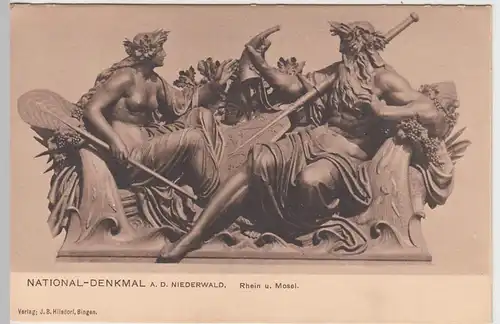 (54772) AK Nationaldenkmal a.d. Niederwald, Relief Rhein u. Mosel um 1906