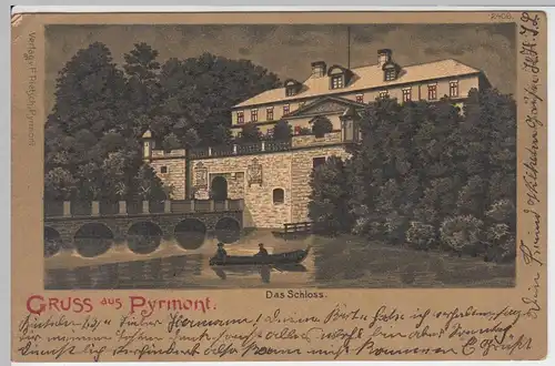 (54719) AK Gruss aus Bad Pyrmont, Schloss, Litho 1906