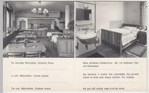 (60512) AK Basel, Hotel Merkur, Werbekarte