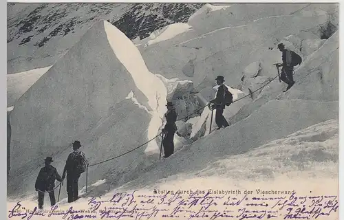 (60510) AK Viescherwand, Abstieg durch das Eislabyrinth, vor 1905 (gel. 1909)
