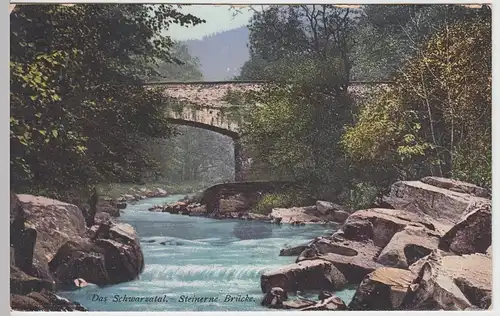 (60467) AK Schwarzatal, Steinerne Brücke, 1925