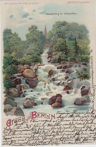 (60456) AK Gruss a. Berlin, Victoria-Park, Halt gegen das Licht Karte 1903