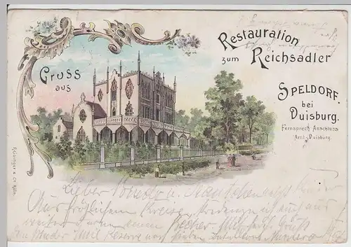 (60368) AK Gruss aus Restauration Zum Reichsadler, Speldorf (Duisburg) Litho