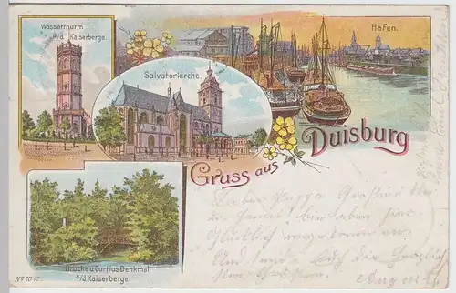 (60366) AK Gruss aus Duisburg, Mehrbild Litho 1904