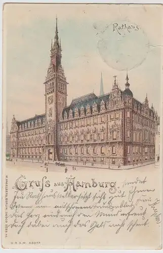 (60356) AK Gruss aus Hamburg Rathaus, Halt gegen das Licht Karte Litho 1898