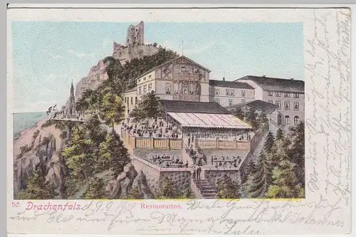 (60343) AK Drachenfels, Restaurant an der Burgruine 1902