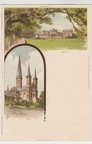(60338) Künstler AK Bonn, Münster u. Akad. Kunstmuseum, Litho um 1900