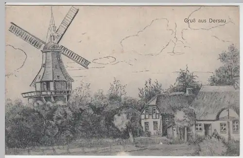 (60309) Künstler AK F. Demuth: Gruß aus Dersau, Windmühle vor 1945