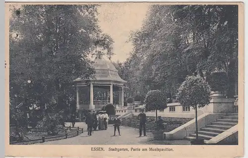 (60296) AK Essen, Stadtgarten, Partie am Musikpavillon, 1911