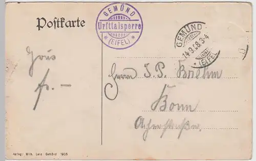 (60185) AK Urfttalsperre bei Gemünd, 1908