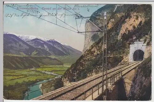 (60174) AK Mittenwaldbahn, Tunnel an der Wand No. 1, vor 1945