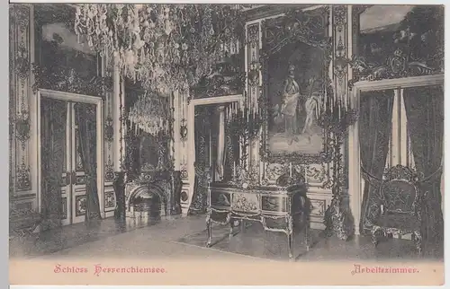 (60160) AK Schloss Herrenchiemsee, Arbeitszimmer, vor 1905