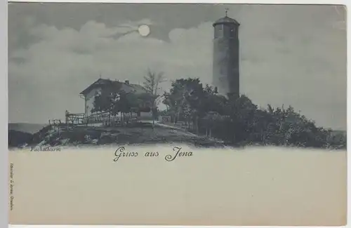 (60072) AK Gruss aus Jena, Fuchsturm, Mondscheinkarte um 1900
