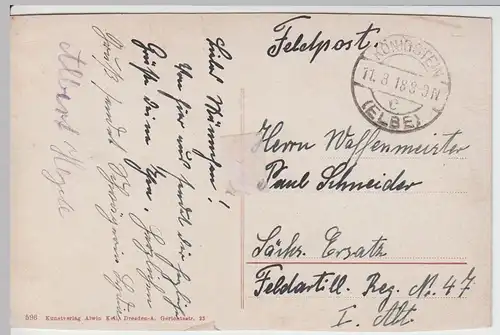 (60068) AK Sächsische Schweiz, Stadt u. Festung Königstein, Feldpost 1918