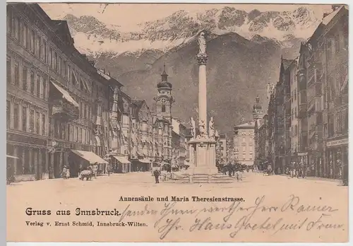 (59964) AK Gruss aus Innsbruck, Annensäule u. Maria Theresienstrasse, 1901