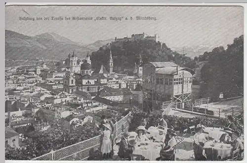 (59963) AK Salzburg, Bl. v. Terrasse d. Restaurants "Elektrischer Aufzug" 1918