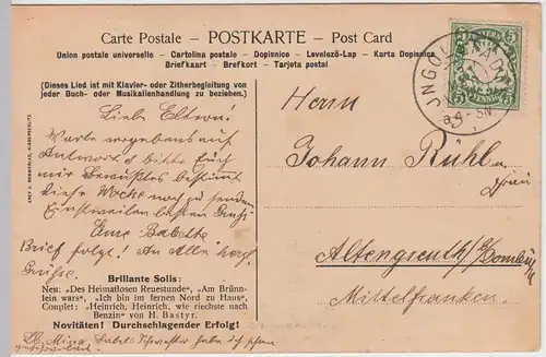 (59905) AK Liedkarte "Das Bergmannskind" m. 3 Bildern 1909