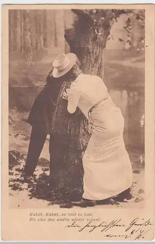 (59895) AK Liebespaar am Baum "Kukuk, so tönt es laut", 1904