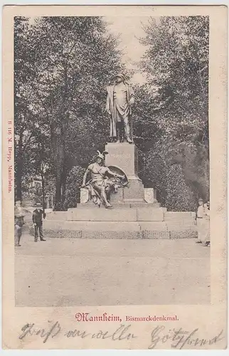(59831) AK Mannheim, Bismarckdenkmal Bahnpost 1901