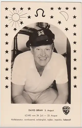 (59750) Foto AK Schauspieler David Brian, Sternzeichen-Karte 1950er