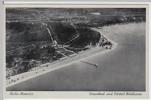 (59562) AK Berlin-Wannsee, Strandbad u. Ortsteil Nikolassee, 1940/50er