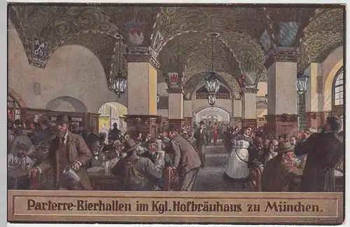 (59485) Künstler AK F. Quidanus: München, Hofbräuhaus, Parterre Bierhallen