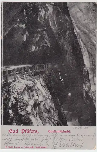 (59433) AK Bad Pfäfers, Quellenschlucht, 1902