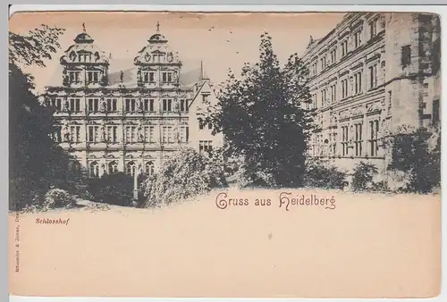 (59345) AK Gruss aus Heidelberg, Schlosshof, vor 1905