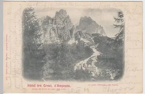 (59300) AK Hotel tré Croci d'Ampezzo, 1899