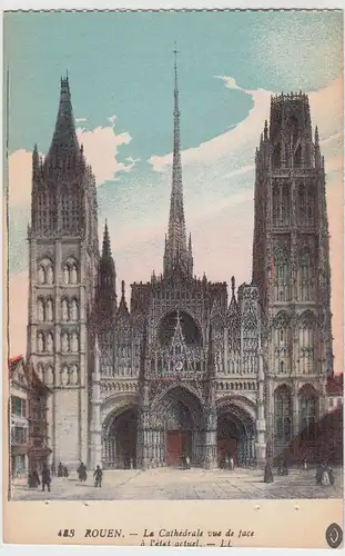(59189) AK Rouen, La Cathédrale vue de face à l'Étet actuel, vor 1945