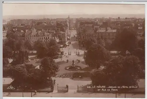 (59157) Foto AK Le Havre, Jardins de L'Hotel de Ville et Rue de Paris, vor 1945