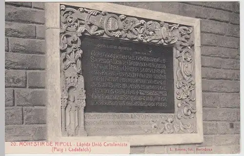 (59113) AK Ripoll, monestir, Lápida Unió Catalanista, vor 1945