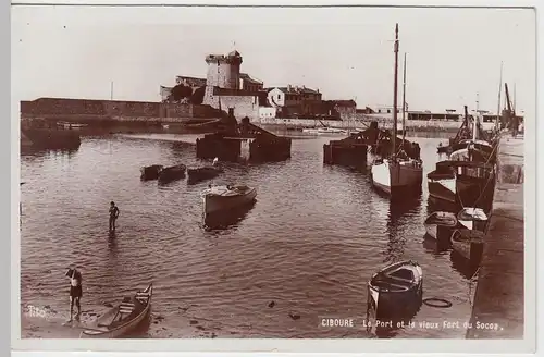 (59110) Foto AK Cibourne, Le port et le Vieux Fort du Socoa, vor 1945