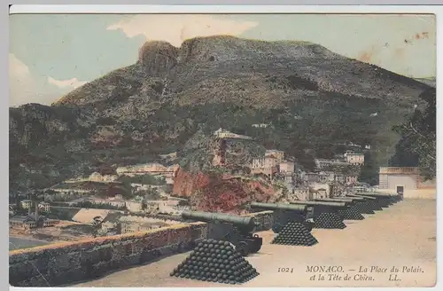(59057) AK Monaco, Blick v. Palast mit den Kanonen, vor 1945