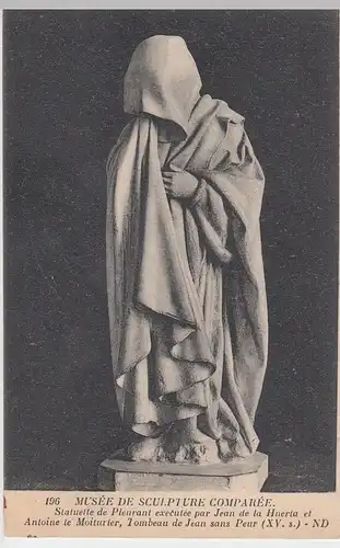 (58796) AK Skulptur Weinende Statue a. Grab v. Johann Ohnefurcht, vor 1945