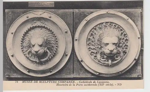 (58789) AK histor. Türklopfer aus Kathedrale Lausanne, vor 1945