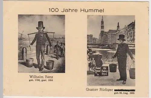 (58596) AK 100 J. Hummel, Hamburg, Wasserträger Wilhelm Bentz u. G. Rüdiger