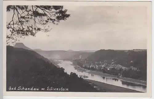 (58515) Foto AK Sächsische Schweiz, Bad Schandau mit Lilienstein, vor 1945