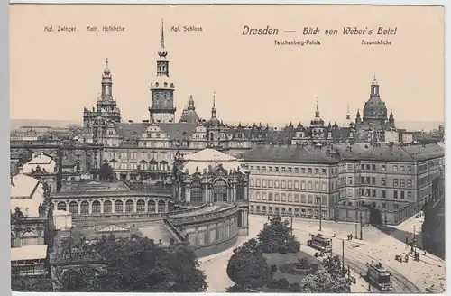 (58471) AK Dresden, Blick von Weber's Hotel, vor 1945