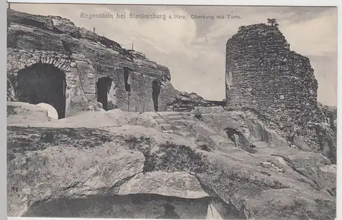 (58441) AK Regenstein bei Blankenburg, Oberburg mit Turm, vor 1945