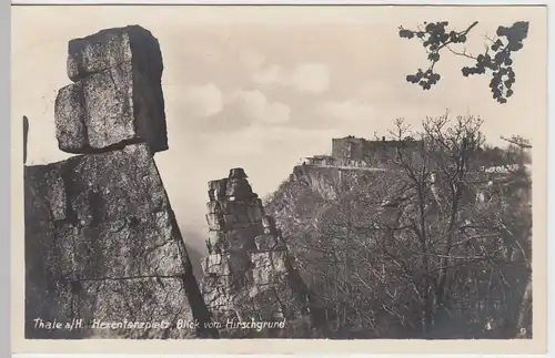 (58392) Foto AK Thale, Hexentanzplatz, Blick vom Hirschgrund, 1928