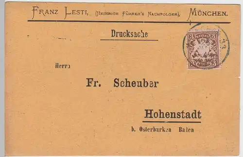 (58377) Postkarte Bayern v. Franz Lesti, Stempel Muenchen 1899