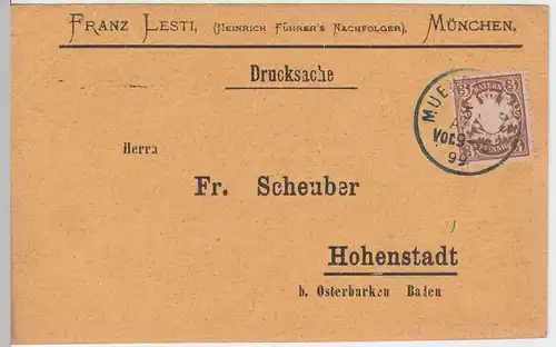 (58373) Postkarte Bayern v. Franz Lesti, Stempel Muenchen 1899