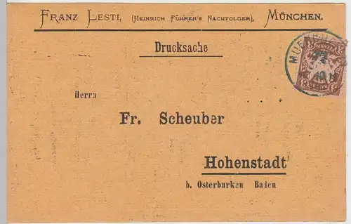 (58371) Postkarte Bayern v. Franz Lesti, Stempel Muenchen 1898